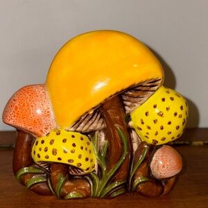 70s Mushroom Ceramic Napkin or Envelope/Mail Holder Handpainted Retro Vintage
